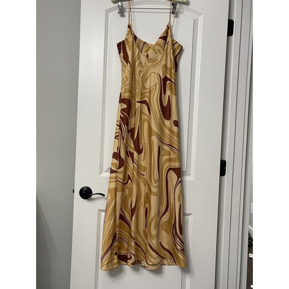 Y2K Swirl Print Slip Midi Dress Grunge Whimsigoth Bombshell Party Summer Maxi - Picture 2 of 12